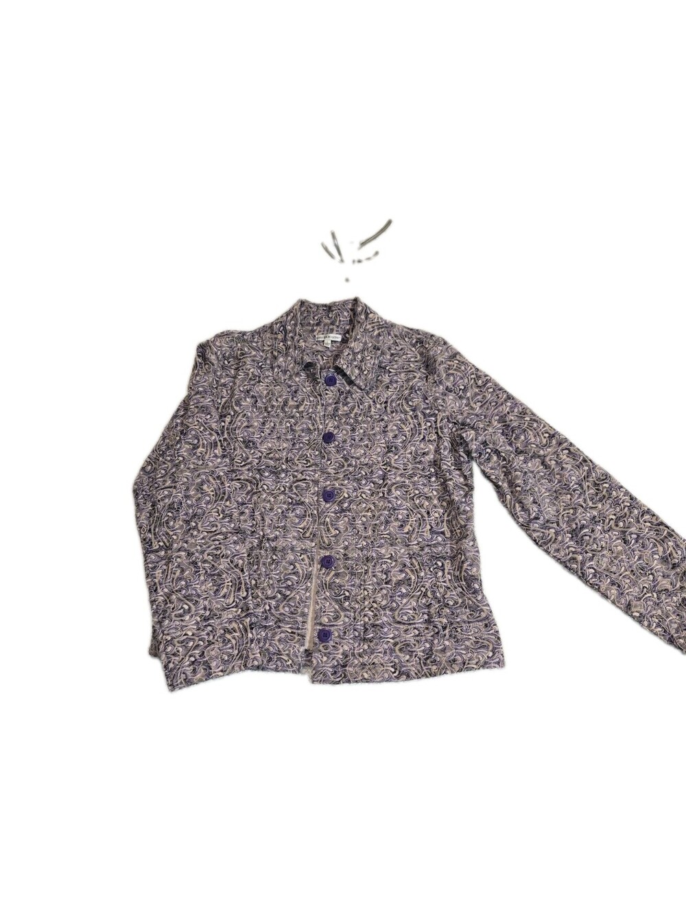 Rebecca Malone Sz L Shacket Purple Paisley Textured Vtg 90s Y2k Hipster...